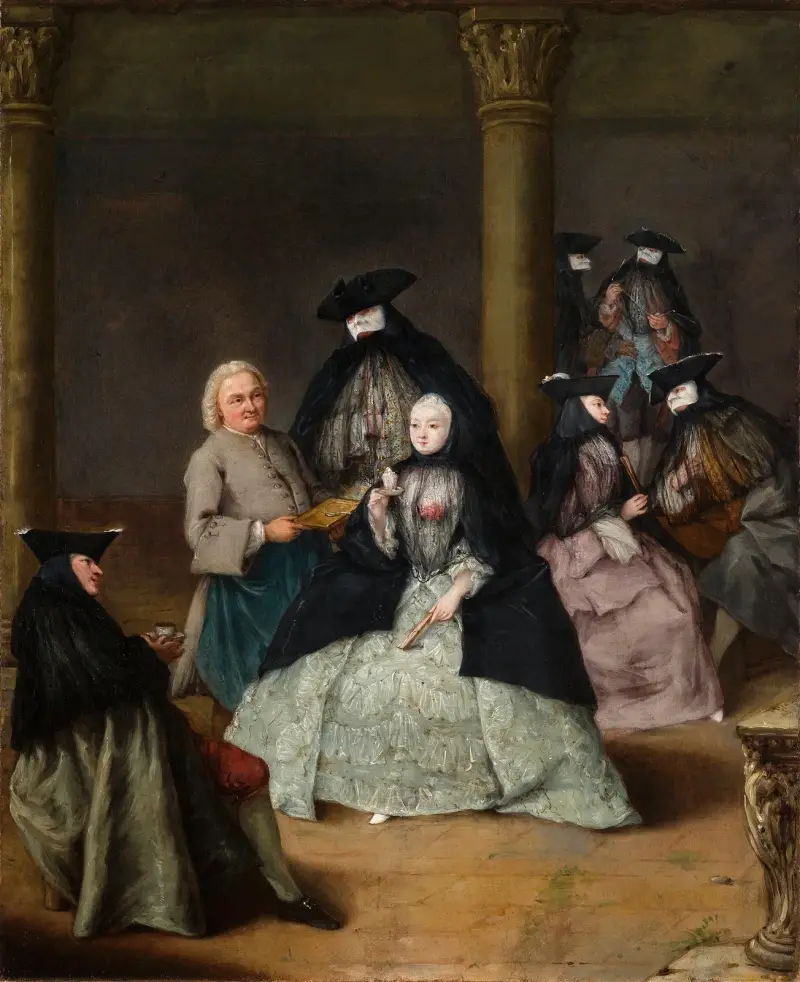 Maskeradfest på en innergård av Pietro Longhi