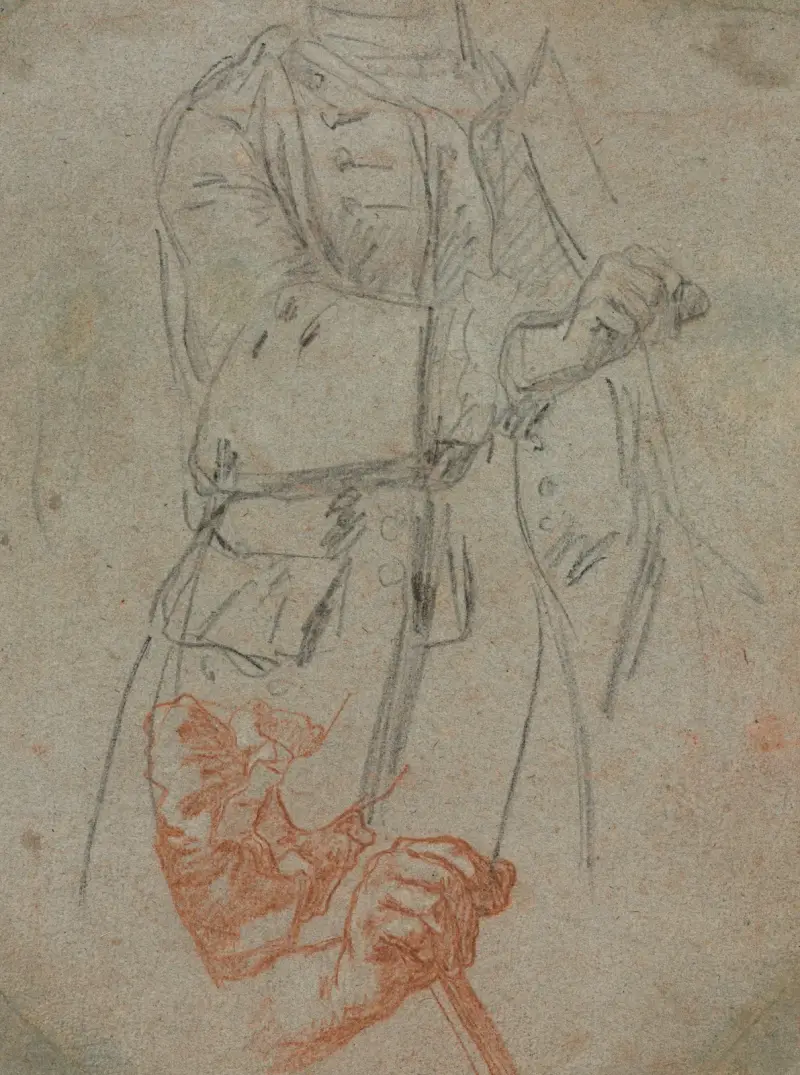 Studier av en kostym, ärm och hand av Pietro Longhi
