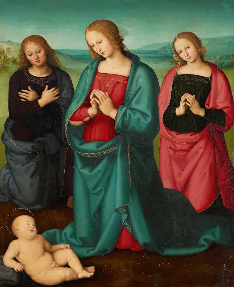 Jungfrun och helgonen tillber Kristusbarnet av Pietro Perugino