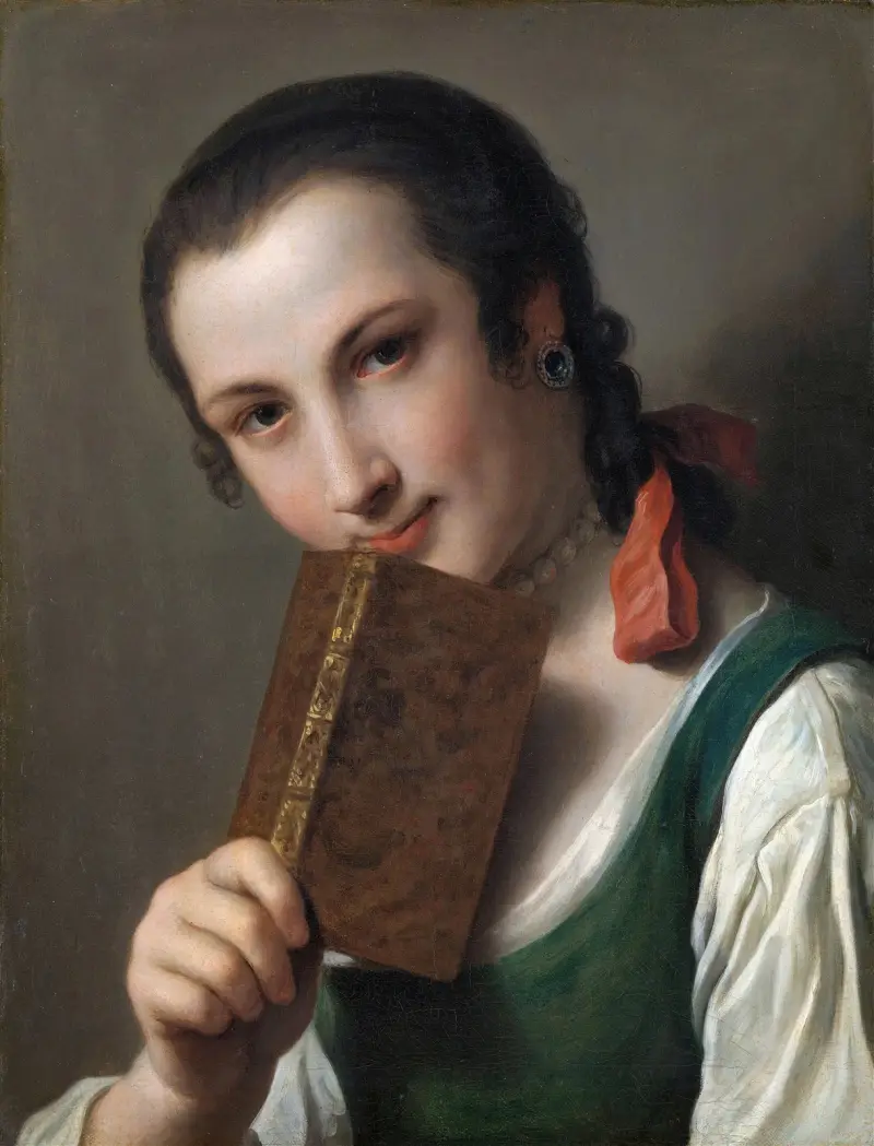 Junge Frau mit einem Buch von Pietro Rotari