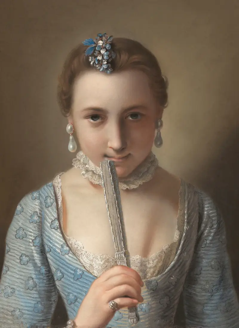 Ung kvinna med solfjäder av Pietro Rotari