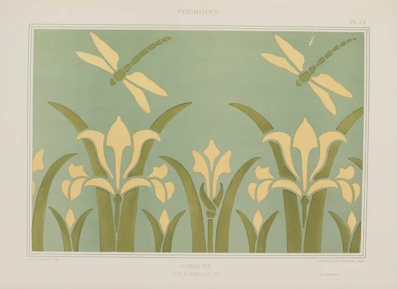 Bordure, Iris & libellules av Maurice Pillard Verneuil