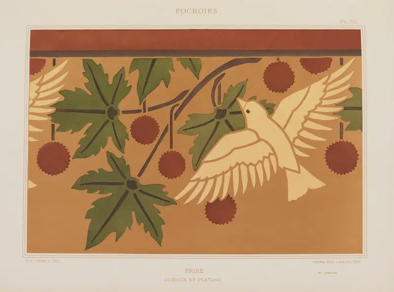 Frise, Oiseaux et platane av Maurice Pillard Verneuil