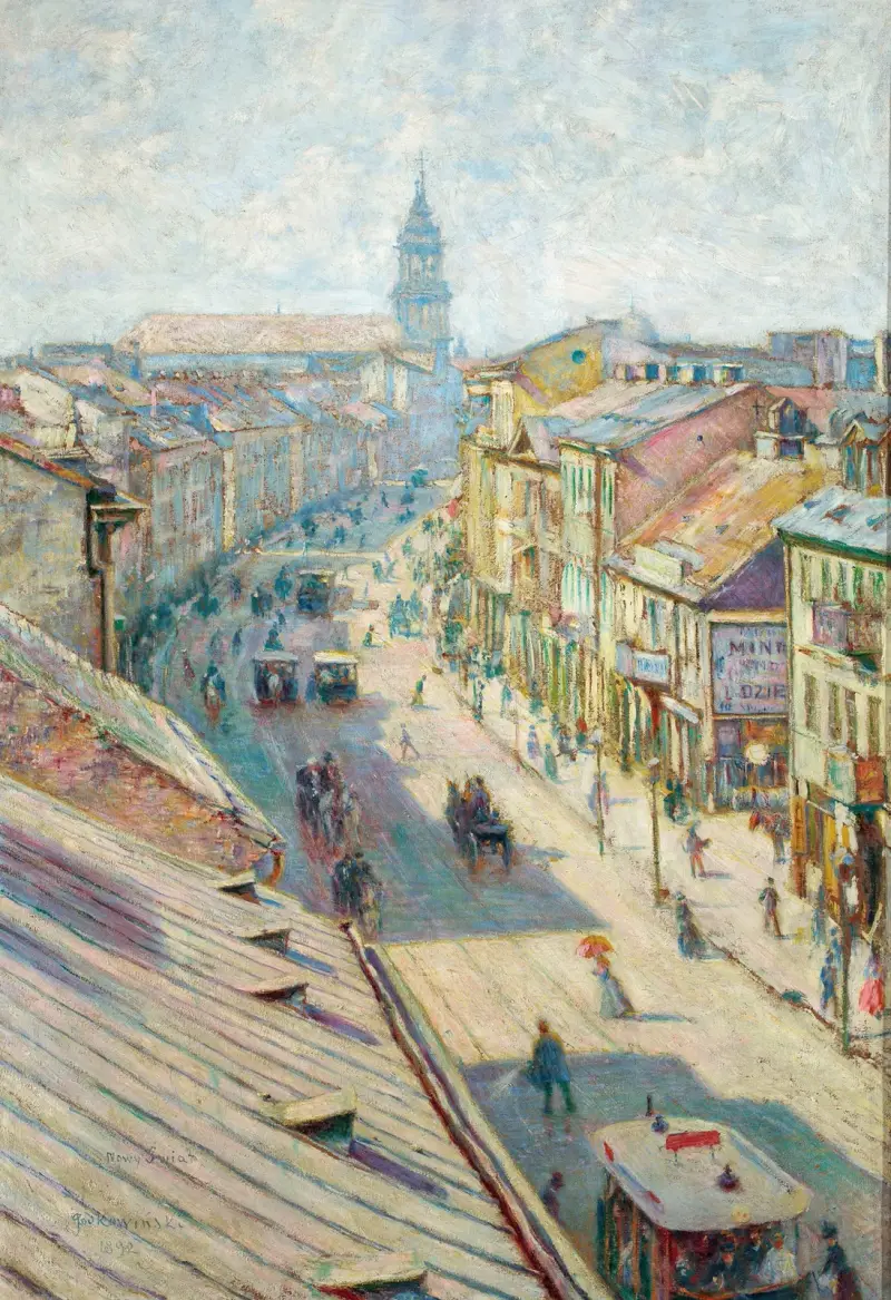 Die Nowy-Świat-Straße in Warschau an einem Sommertag von Władysław Podkowiński