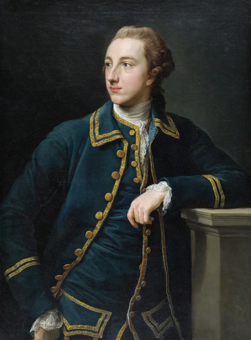 Porträtt av en man i grön dräkt av Pompeo Batoni
