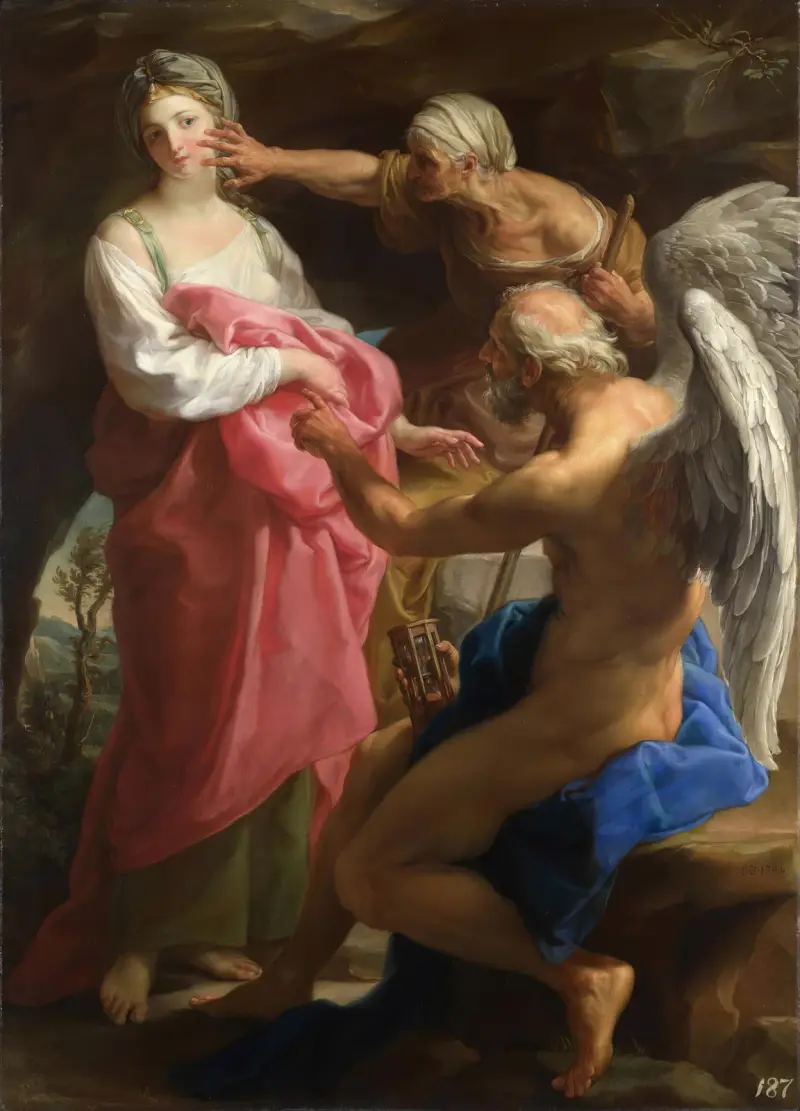 Tiden beordrar ålderdomen att förstöra skönheten av Pompeo Batoni