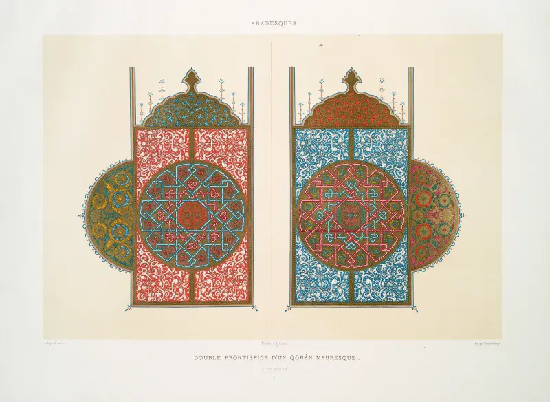 Arabesker; dubbelfrontespis till en maurisk koran (1700-talet); 1 av Émile Prisse d'Avennes