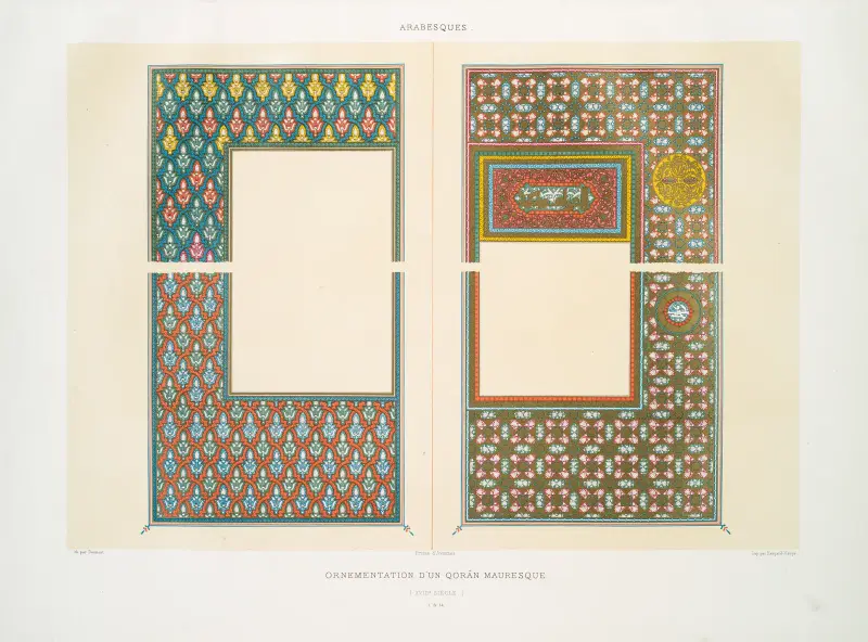Arabesker; dekorationsdetaljer av en maurisk koran (1700-talet); 4 och 14 av Émile Prisse d'Avennes