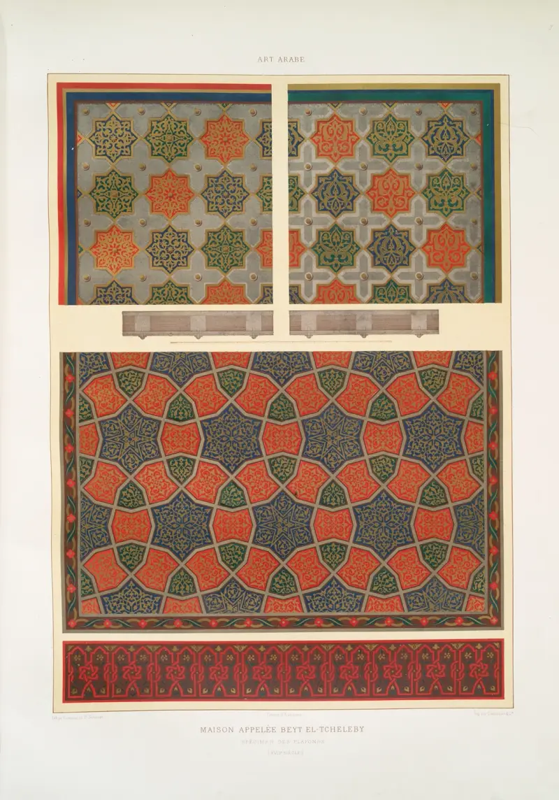 Haus namens Beyt el-Tchelebey; Deckenmuster (18. Jahrhundert) von Émile Prisse d'Avennes