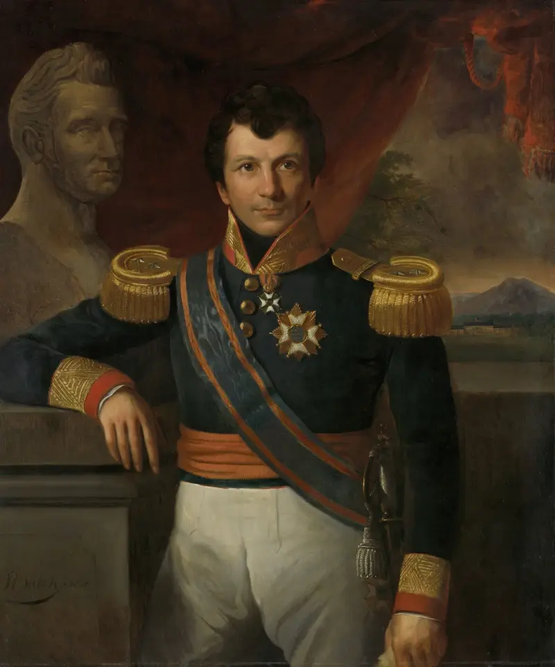 Porträtt av Johannes, greve van den Bosch, generalguvernör över Nederländska Ostindien av Raden Saleh