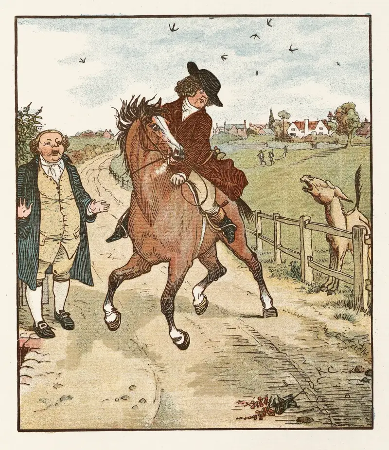 Den roande historien om John Gilpin, plansch 6 av Randolph Caldecott