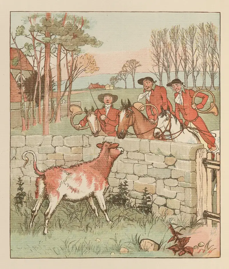 De tre glada jägarna, pl. 5 av Randolph Caldecott