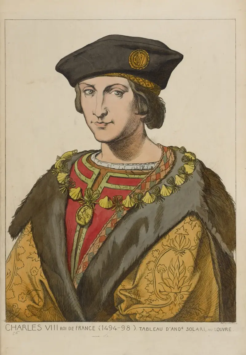Karl VIII, kung av Frankrike (1494–98). Målning av Andrea Solari, i Louvren. av Raphaël Jacquemin