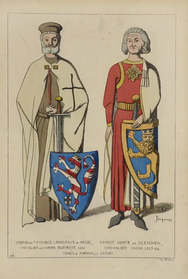 Konrad av Thüringen, lantgreve av Hessen, Ernst greve av Gleichen, riddare av Tyska orden. 1241 av Raphaël Jacquemin
