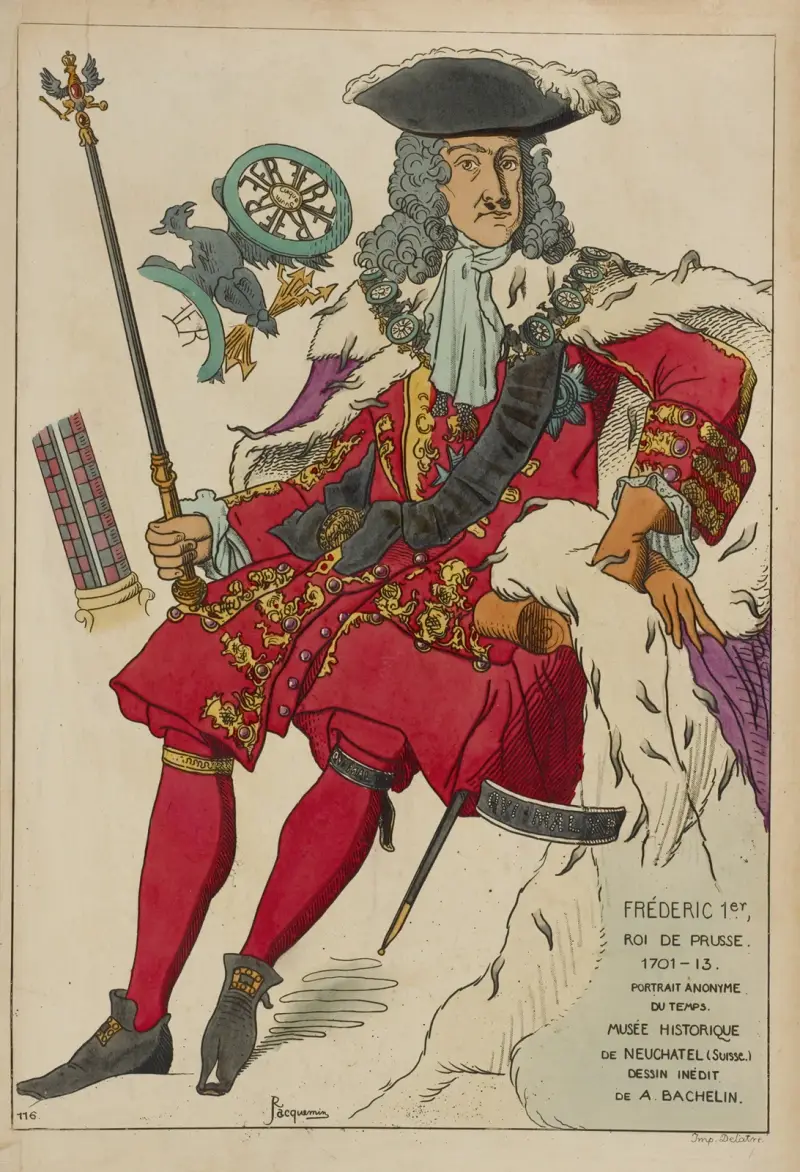 Friedrich I., König von Preußen. 1701–13. Anonymes Porträt der Zeit. Historisches Museum Neuchâtel (Schweiz) von Raphaël Jacquemin