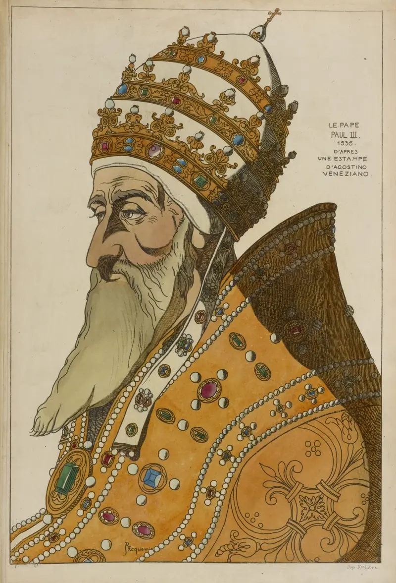 Papst Paul III. 1536. Nach einem Stich von Agostino Veneziano. von Raphaël Jacquemin