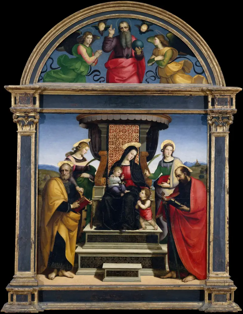 Madonna mit Kind auf dem Thron mit Heiligen von Raphael