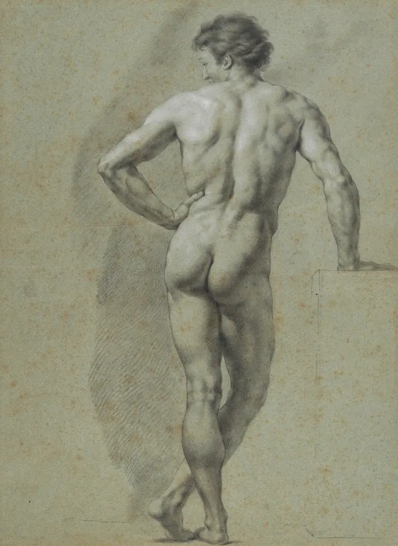 Stående ryggakt med vänster arm stödd av Anton Raphael Mengs