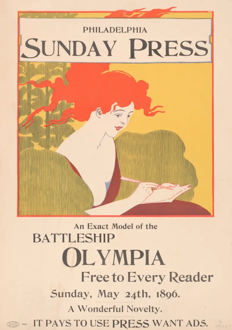 An exact model of the battleship Olympia free to every reader, Sunday , May 24th, 1896. av George Reiter Brill