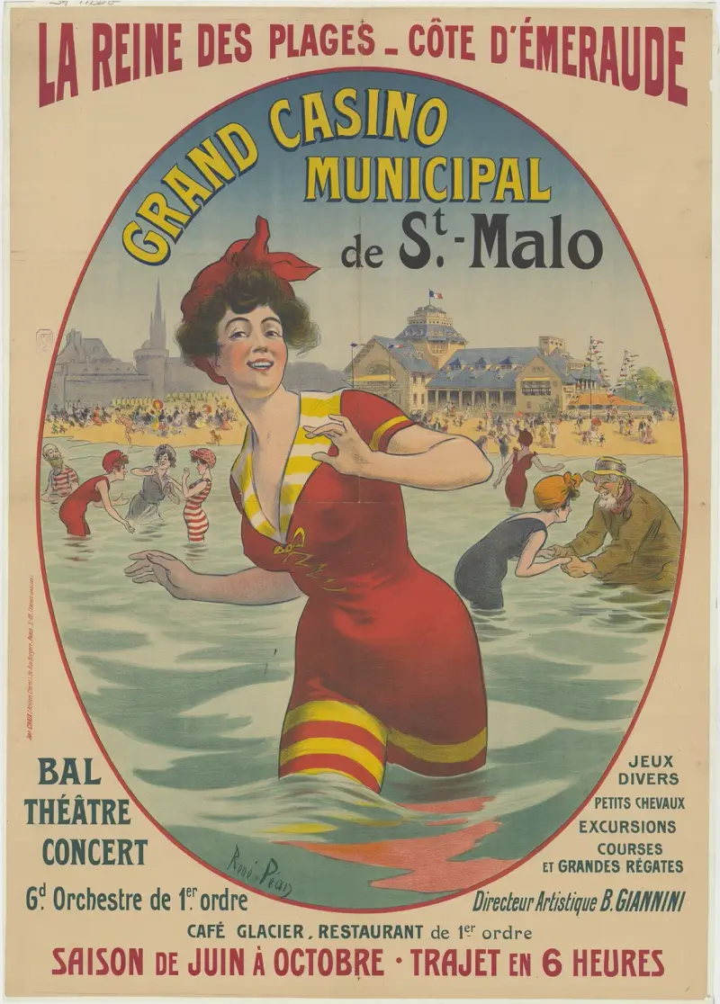 Strandens drottning – Côte d’Emeraude. Grand Casino municipal de St-Malo bal, teater, konsert av René Péan