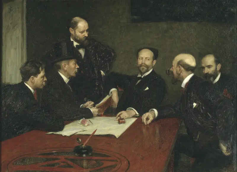 The Council of the Society of Artists (Christian Eriksson, Eugène Jansson, Karl Nordström (ordf), Robert Thegerström, Richard Bergh. Standing Nils Kreuger), Richard Bergh