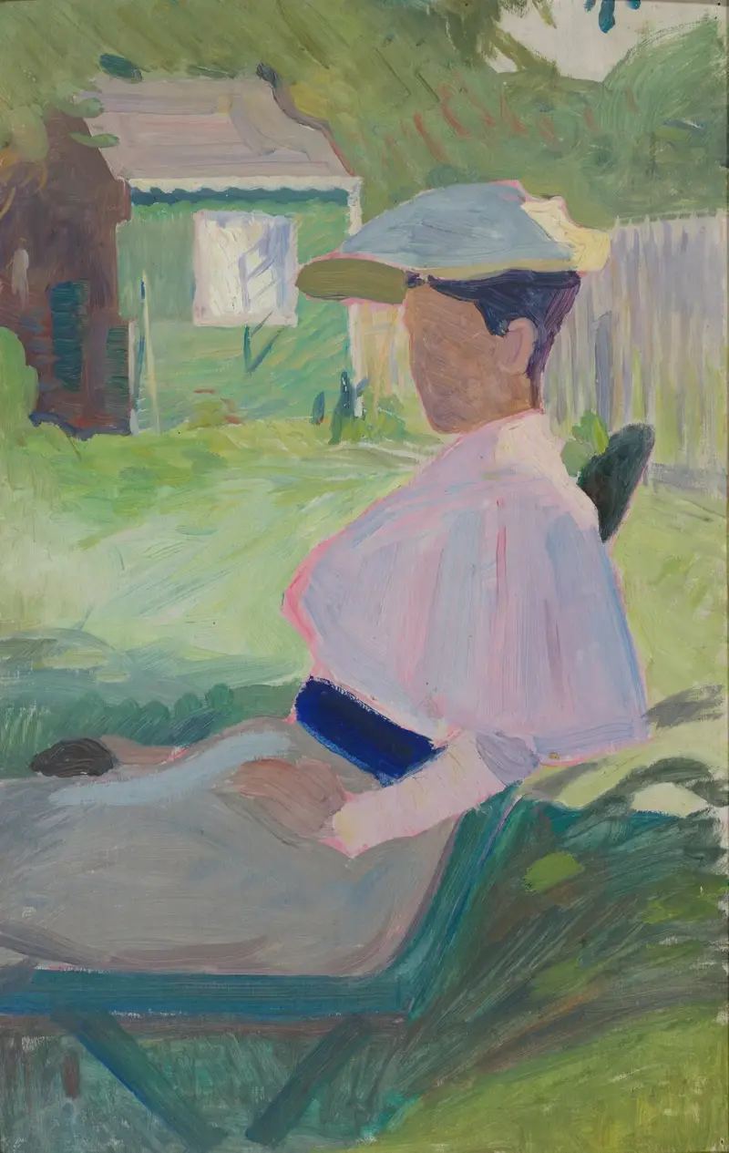 Frau auf Gartenstuhl, Visby von Richard Bergh