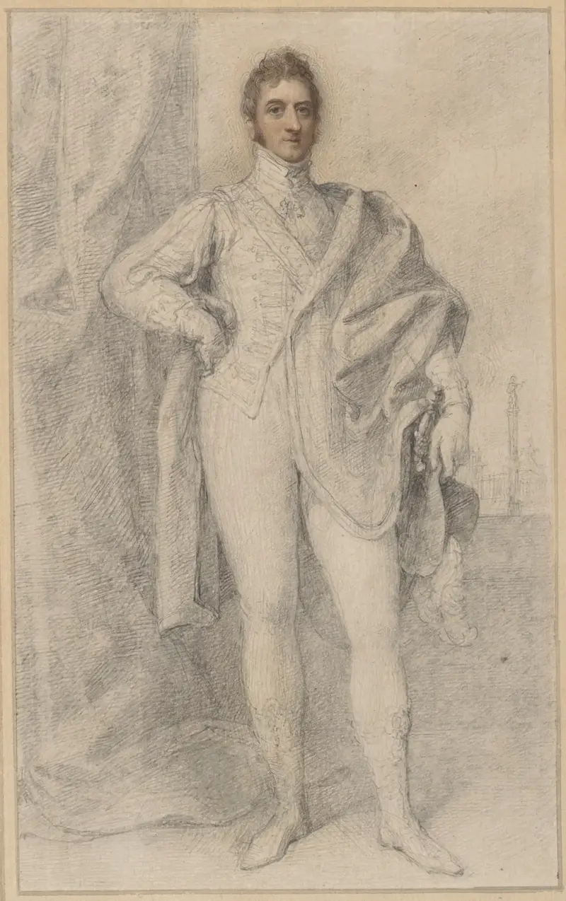 Portret George'a, 5. księcia Marlborough, z Blenheim w tle, Richard Cosway