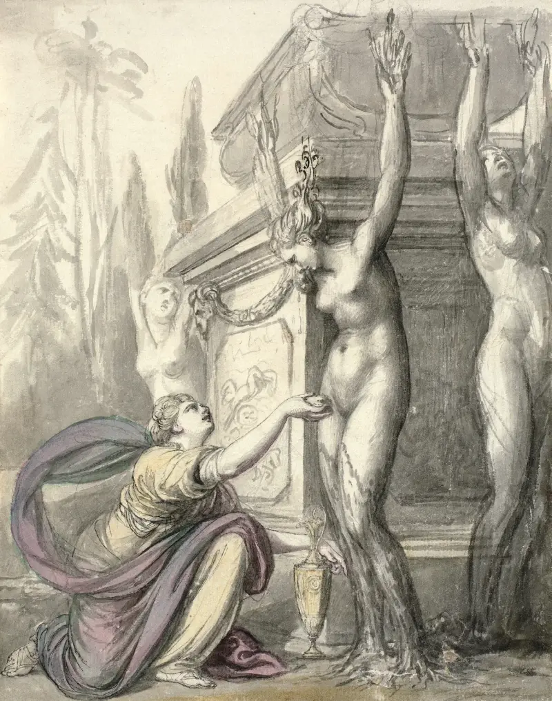 Heliaderna vid Faetons grav (Ovidius, Metamorfoser II, 340–366) av Richard Cosway