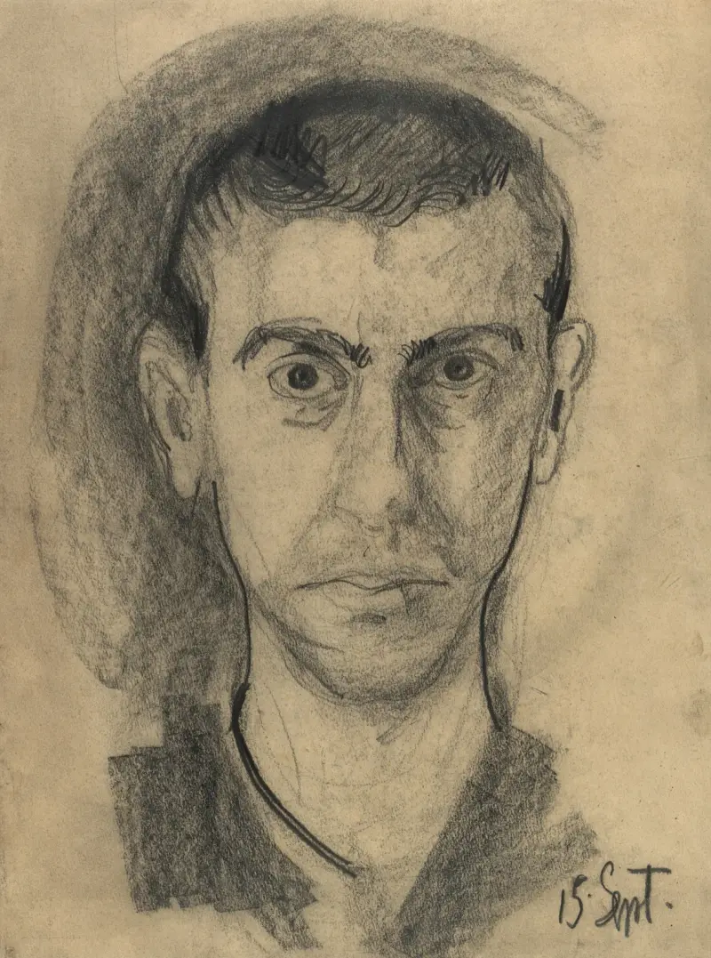 Selbstbildnis Richard Gerstl (Vorder- und Rückseite) av Richard Gerstl