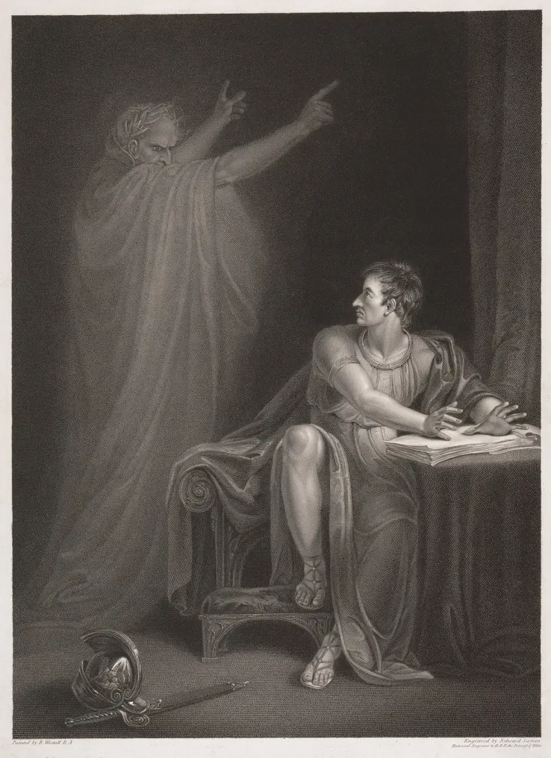Julius Caesar; akt IV scen III; Brutus tält … av Richard Westall