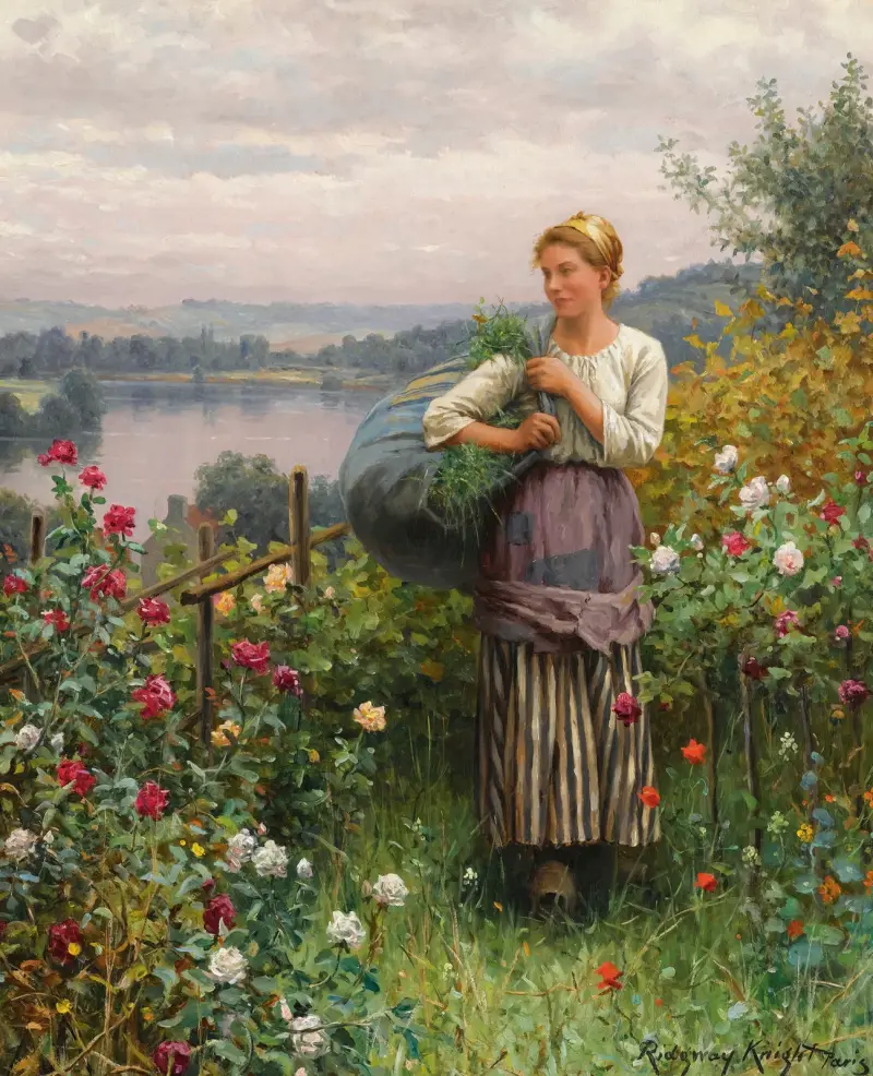 The Rose Garden av Daniel Ridgway Knight