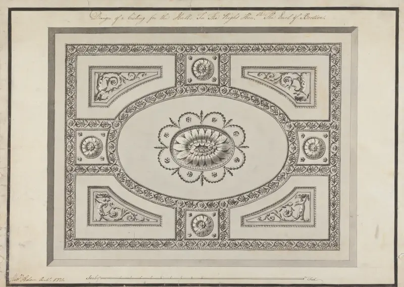 Headfort House, Irland: taket i fronthallen av Robert Adam