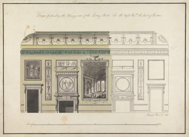 Headfort House, Irland: elevation av matsalen av Robert Adam