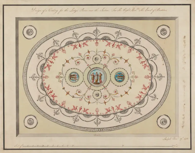 Headfort House, Irland: taket i Lady's Room av Robert Adam