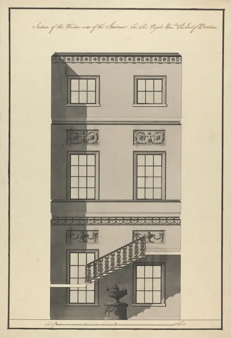 Headfort House, Irland: sektion av trapphuset, 1771 – nr 2 av Robert Adam