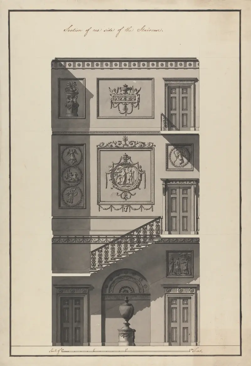 Headfort House, Irland: sektion av trapphuset, 1771 – nr 1 av Robert Adam