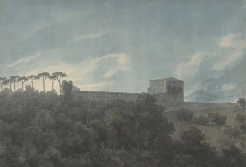 Blick auf die Villa Lante am Janiculum in Rom von John Robert Cozens