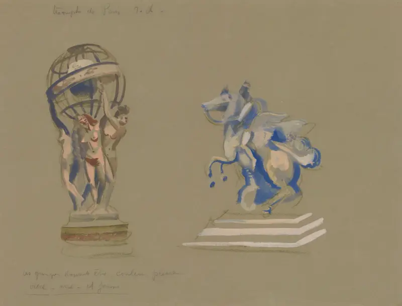 Paris triumf – dekorationsskiss – Illuminering av parisiska statyer av Robert Delaunay