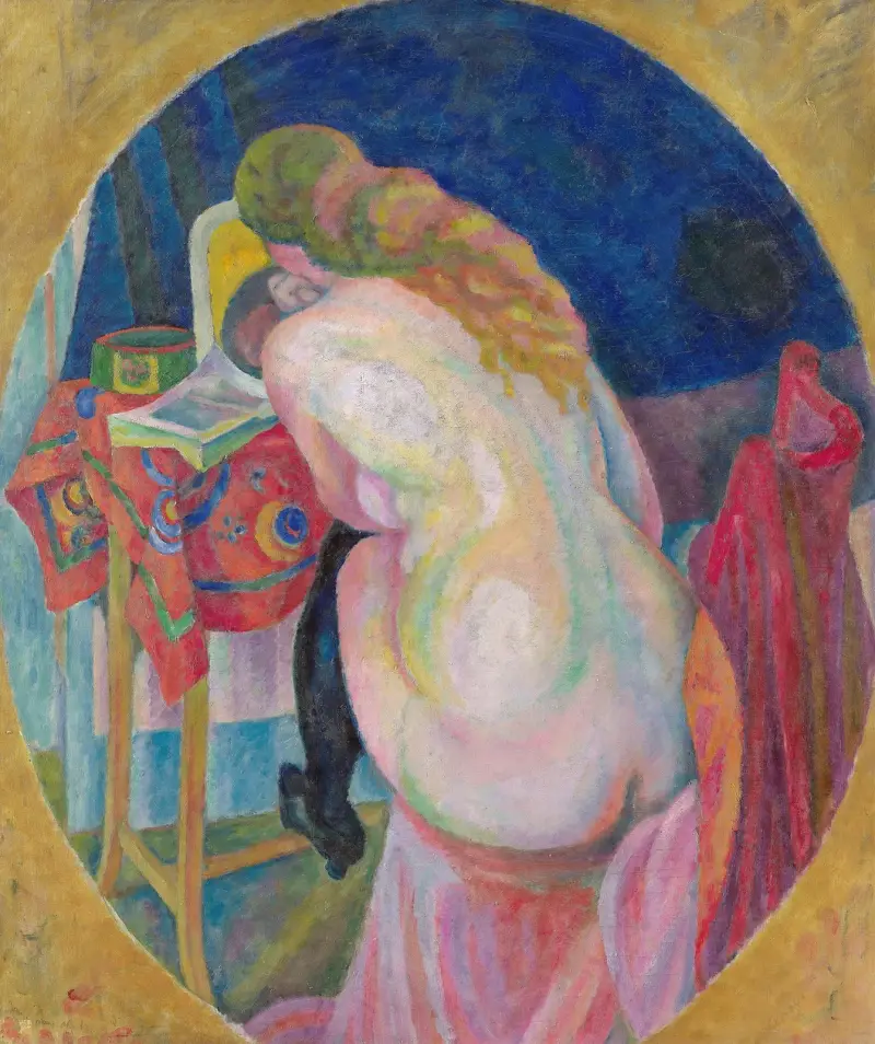 Akt beim Lesen von Robert Delaunay