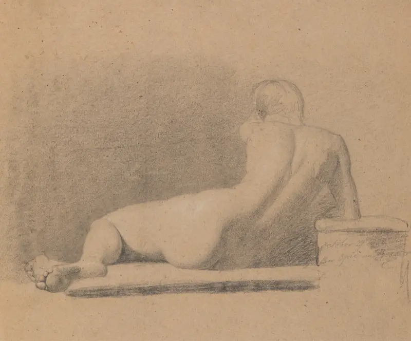 Studie av en liggande naken figur av Benjamin Robert Haydon