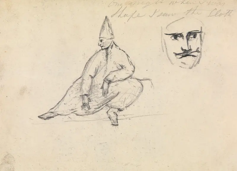 Studie av en sittande man med spetsig hatt av Benjamin Robert Haydon