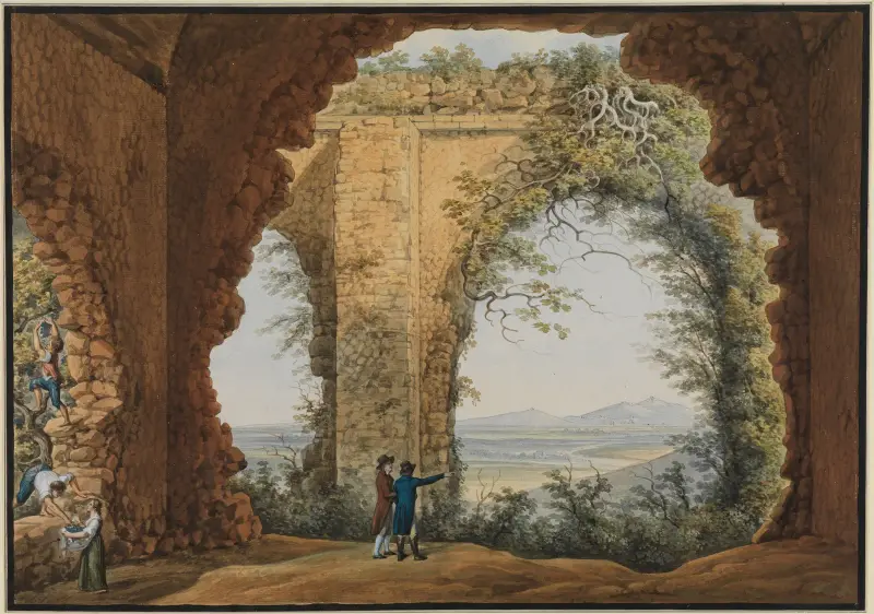 Utsikt från Maecenas villa mot Monte Cavo och Rocca di Papa av Abraham-Louis-Rodolphe Ducros
