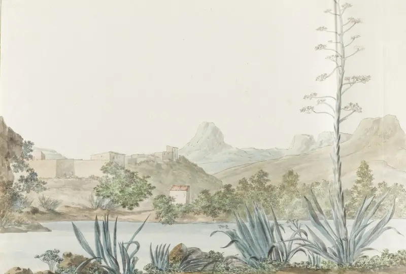 Blick auf den Fluss Platani und Agrigent in Palermo von Abraham-Louis-Rodolphe Ducros