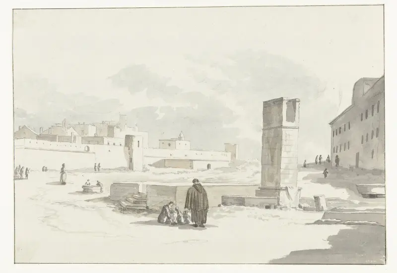 Stadsgezicht in Giovenazzo av Abraham-Louis-Rodolphe Ducros