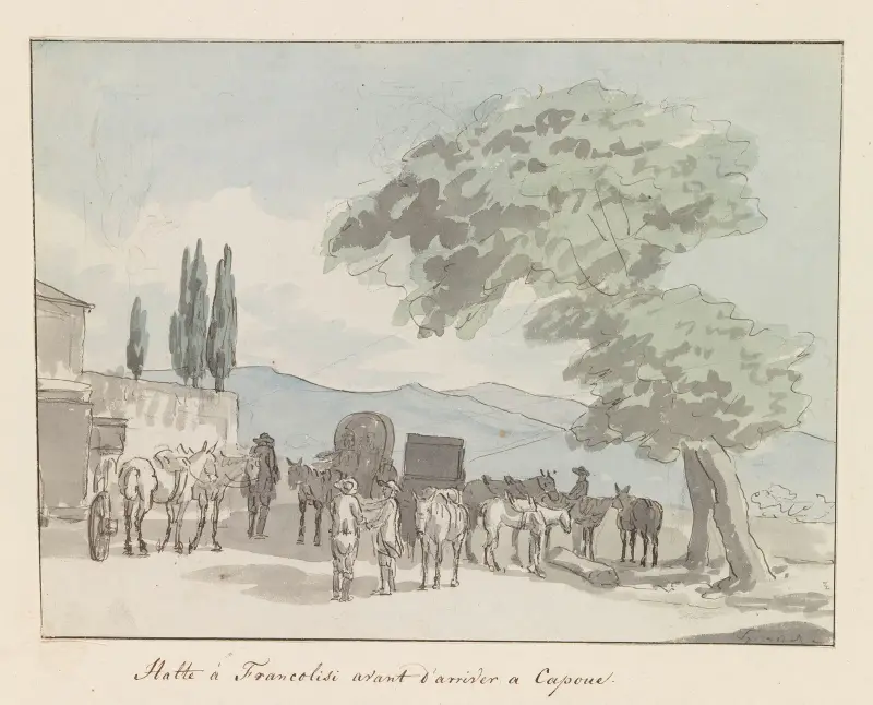 Rast in Francolisi vor der Ankunft in Capua von Abraham-Louis-Rodolphe Ducros