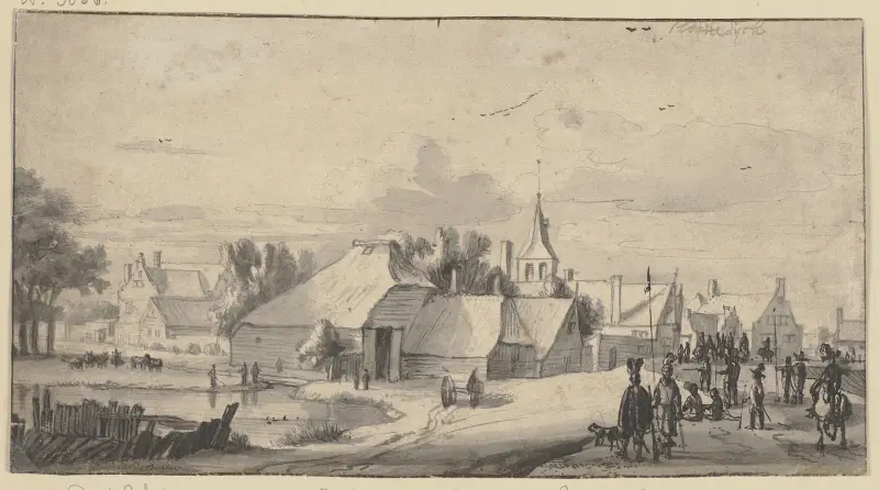 Byn Sloterdyk vid prins Vilhelm II av Oraniens truppers genomtåg 1650 av Roelant Roghman