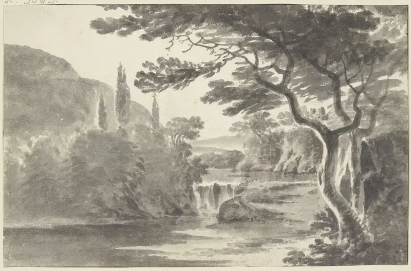Waldlandschaft mit Wasserfall av Roelant Roghman