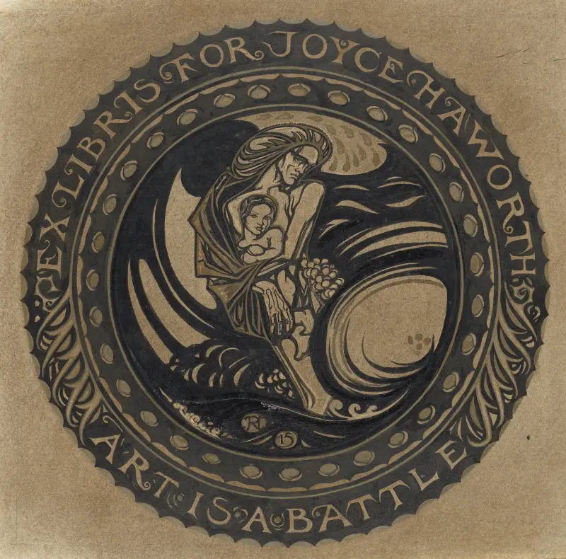 Förslag till exlibris för Joyce Haworth av Richard Nicolaüs Roland Holst