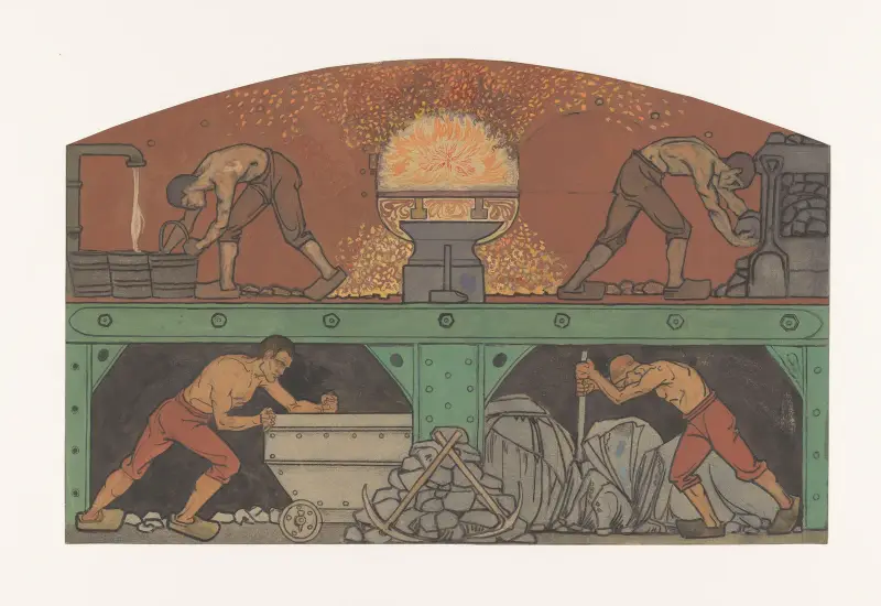 Entwurf für ein Wandgemälde in der Börse von Berlage; Die Industrie von Richard Nicolaüs Roland Holst