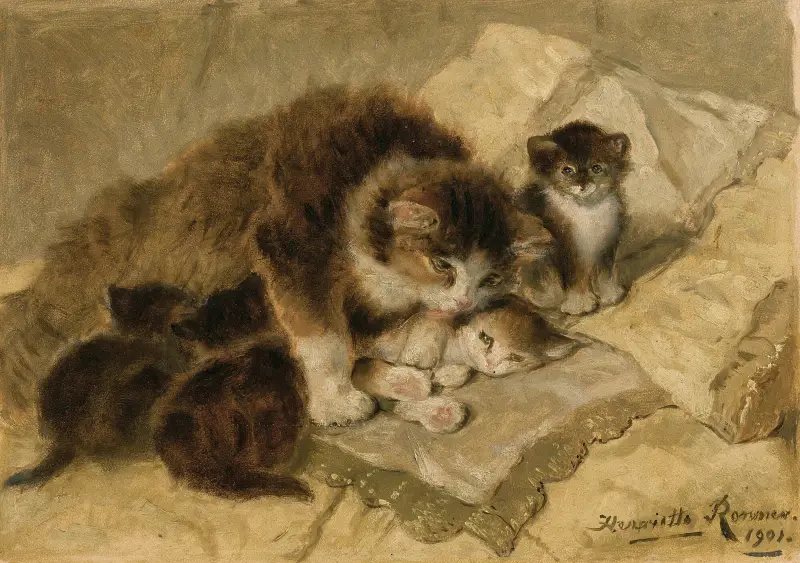 Mother’s Pride, 1901 av Henriëtte Ronner-Knip